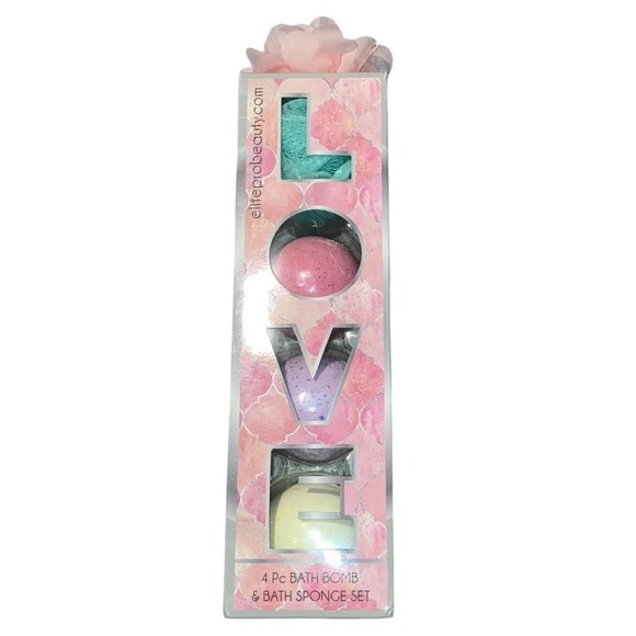 LOVE Bath Bomb & Bath Sponge Set elite pro beauty Valentine Anniversary Spa - Picture 1 of 8